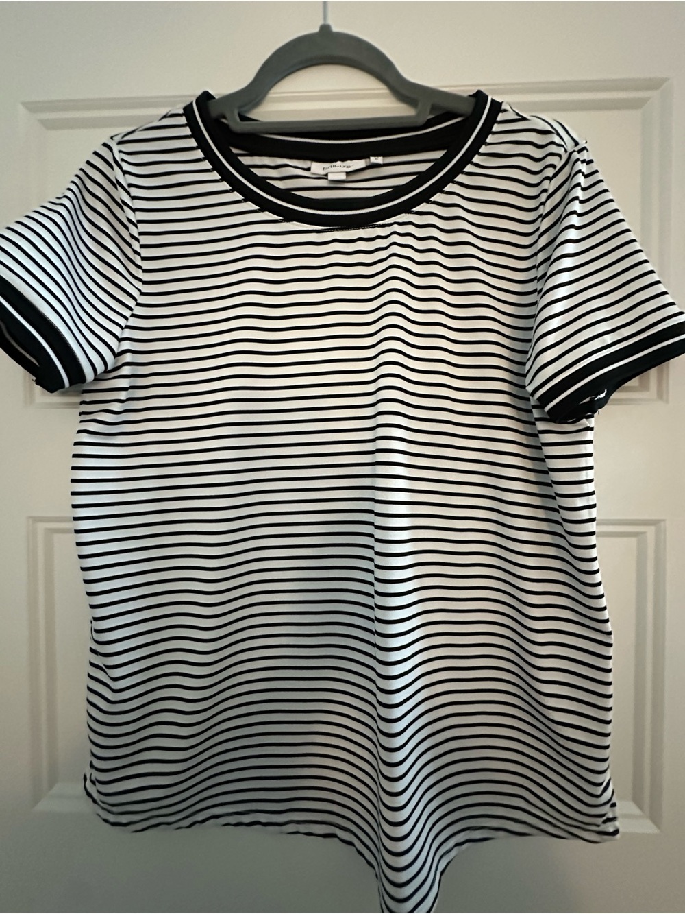Chico's Black and White Striped Zenergy Crewneck Top
